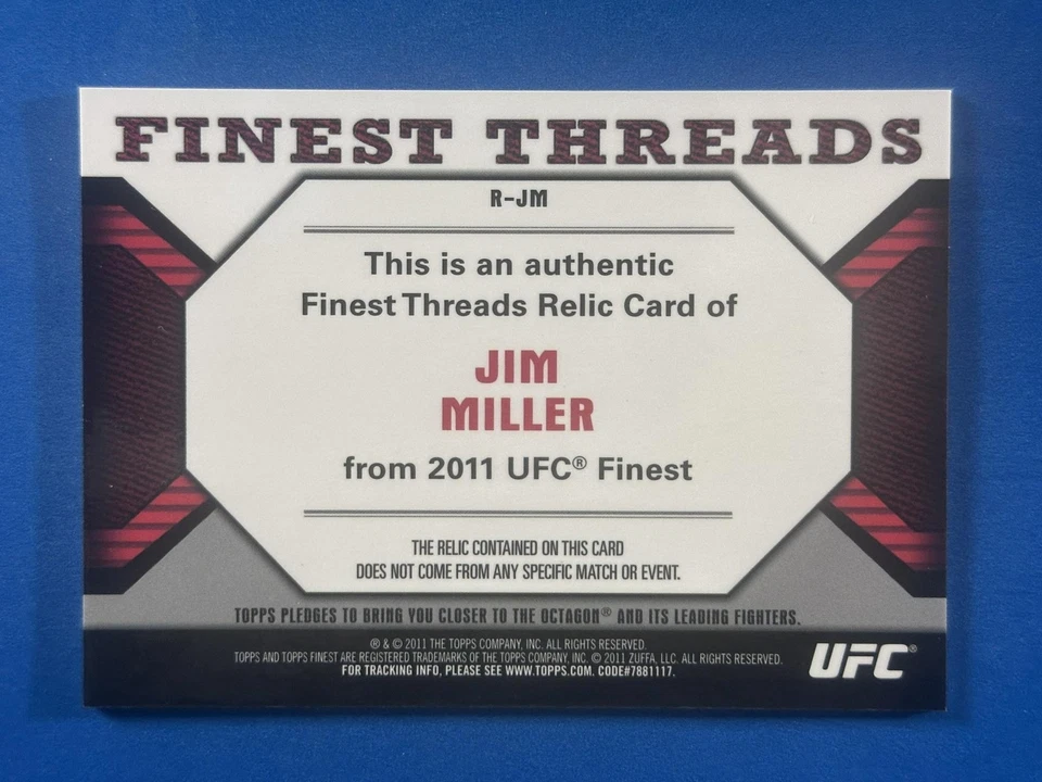 2011 Finest UFC Finest Threads Fighter Relics Jim Miller - Image 2 of 2