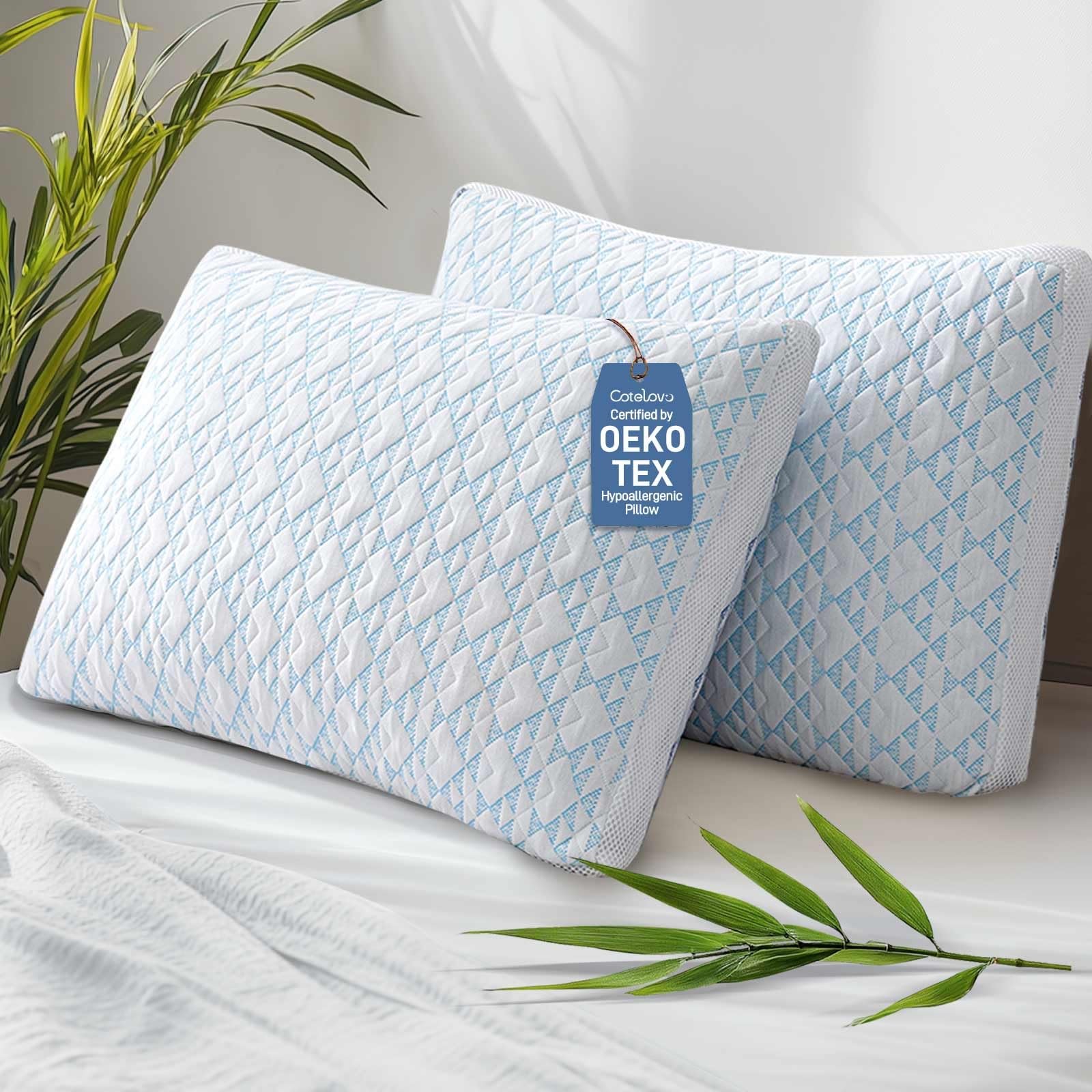 Cooling Bamboo Viscose King Pillow Set of 2 with Shredded Memory Foam