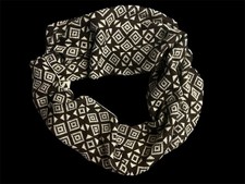 Brown Beige soft knit circle infinity endless loop circular scarf 15  w 51  aro