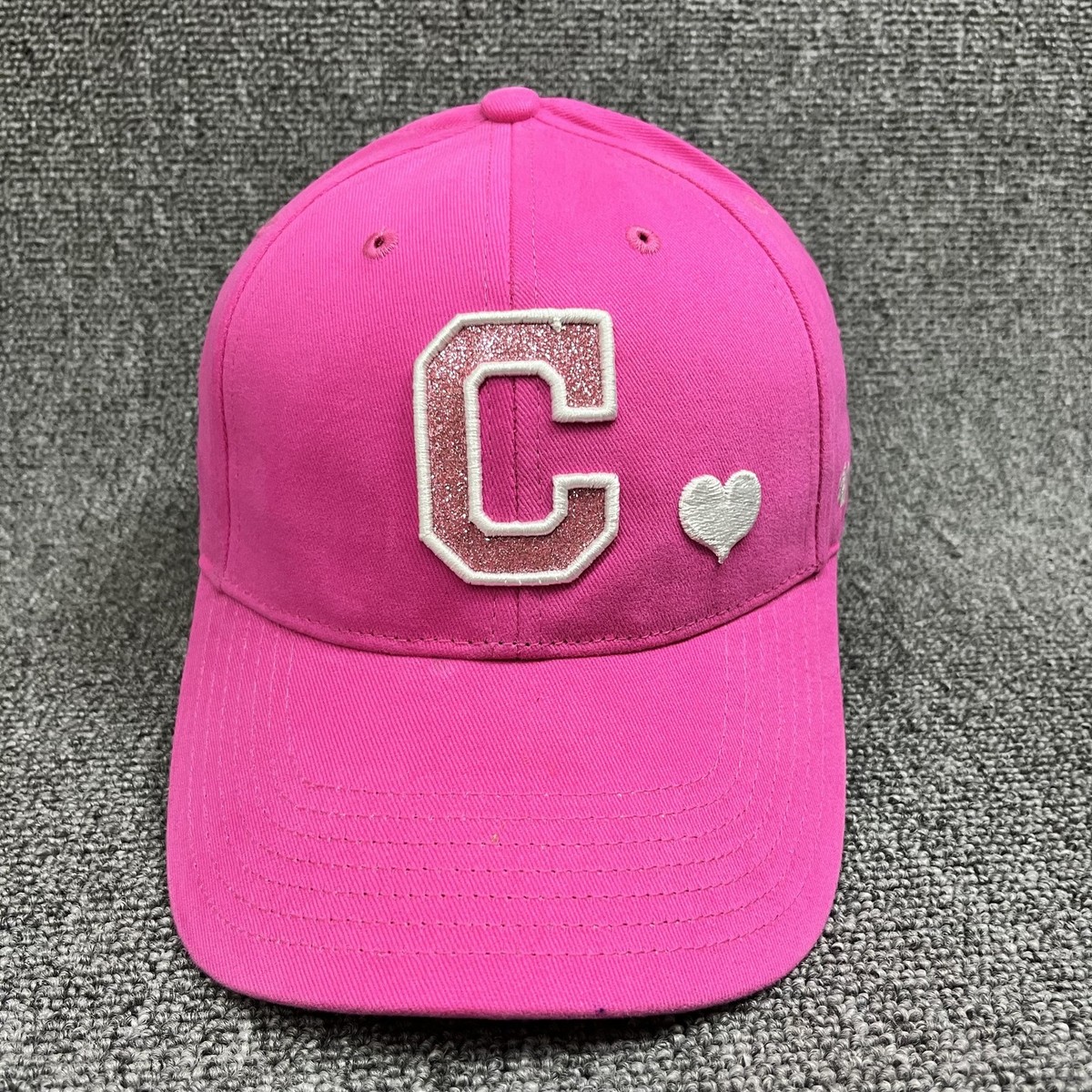 Cleveland Indians '47 Brand Youth Girls Pink Glitter C Heart MVP Adjustable Hat
