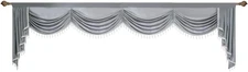 Luxury Valances for Living Room with Beads Crystals Grey Waterfall Swag Waterful