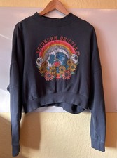 O'neill Moment Cropped Sweatshirt Crewneck Pullover Navy Print Size Large Beachy