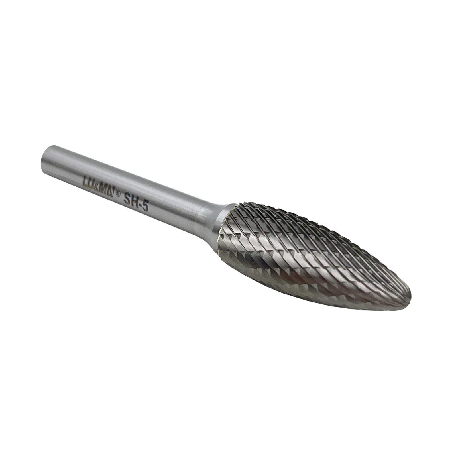 SH-5 Tungsten Carbide Burr Rotary File Flame Shape Double Cut (1/2” Cutter Dia