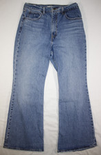 Levi's Premium Jeans Women's 31x30 70's High Flare Stretch Distressed Med Wash