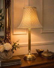 Vintage Ribbed Brass Metal Table Lamp Marks & Spencer Lamp With Shade