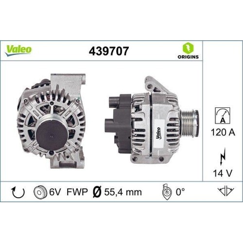 Alternateur Valeo 439707 à régulation stable pour Alfa Romeo