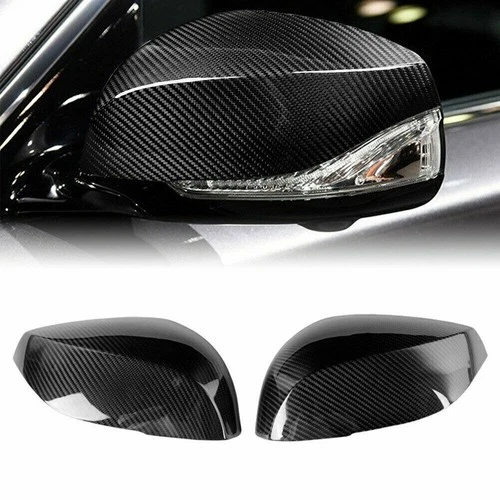 2x Real Black Carbon Fiber Side View Mirror Cover Caps For INFINITI Q60 2016-21