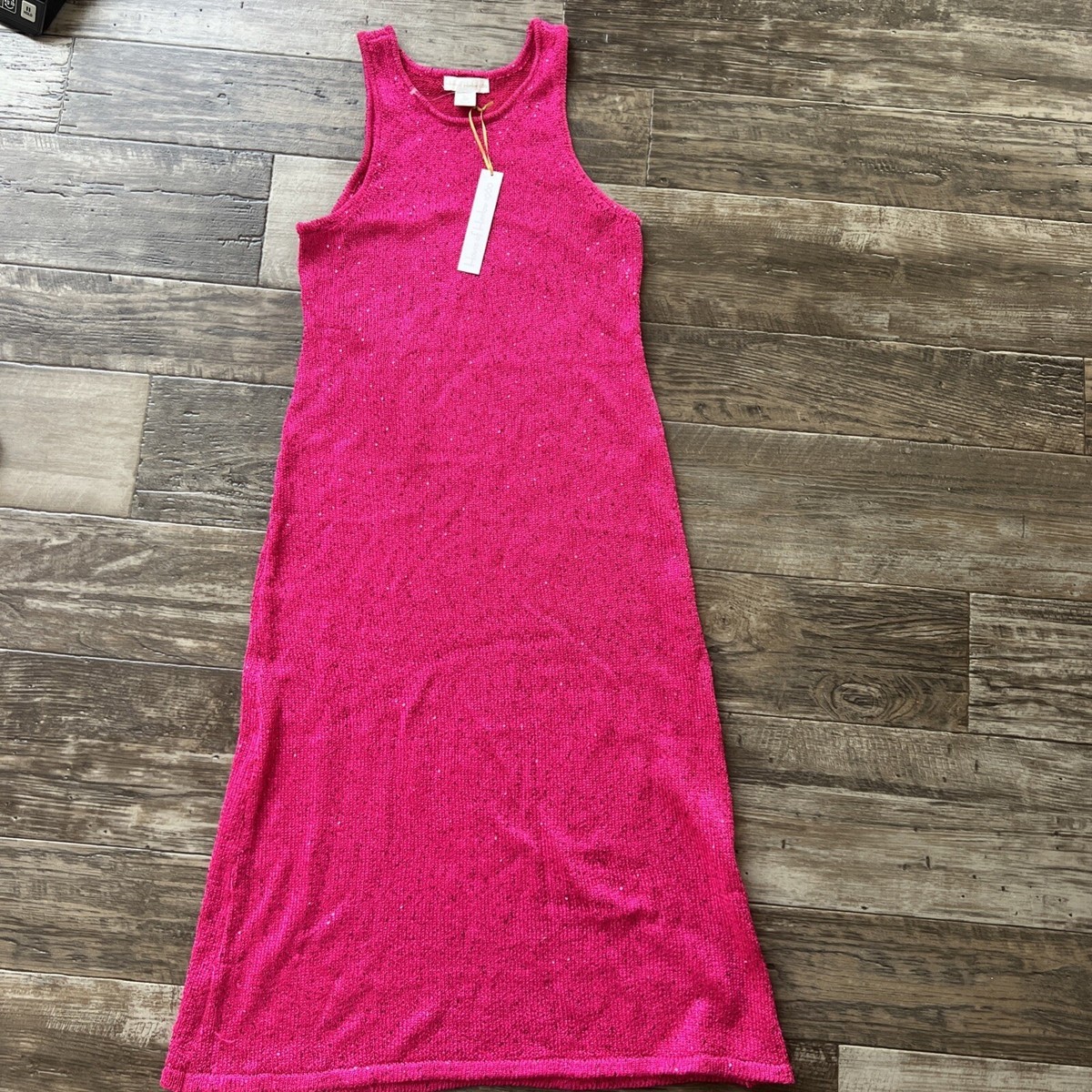 House of Harlow 1960 Fuschia Sequin Knit Maxi Dress, Women's Size Large