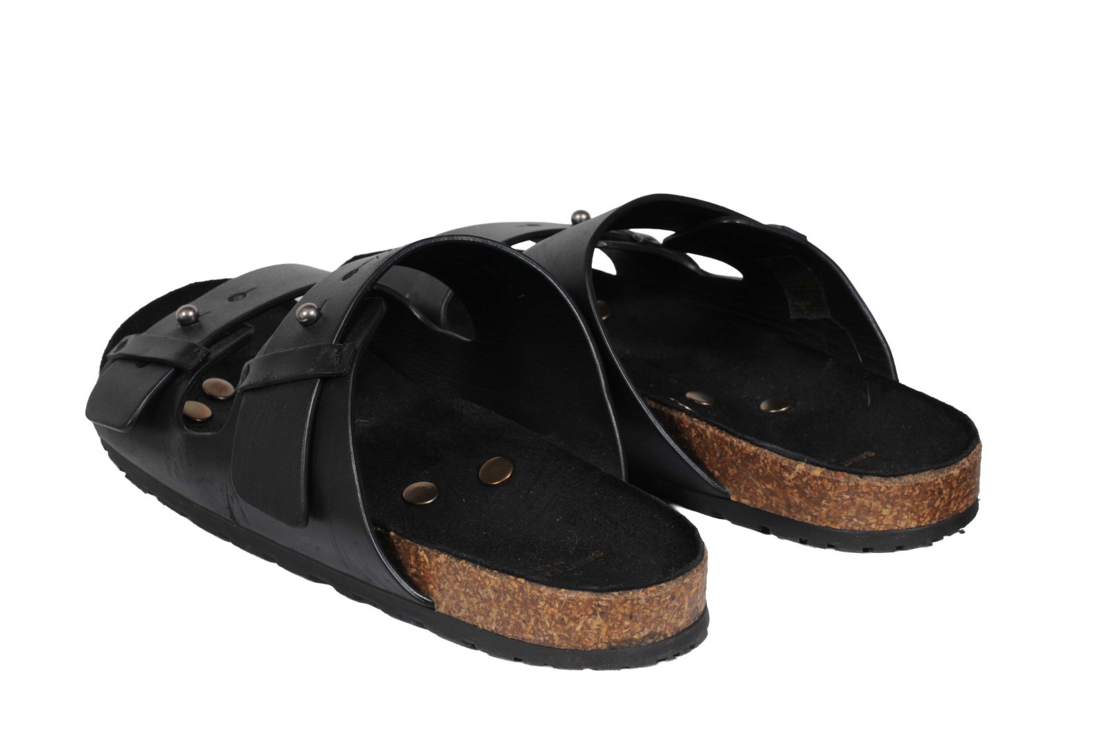 Sandali donna Saint Laurent Jimmy Cross taglia US 11 EU 41 neri in pelle con slide