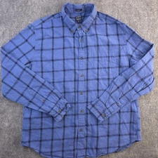 J Crew Brushed Twill Shirt XL Classic Blue Plaid Long Sleeve Button Down