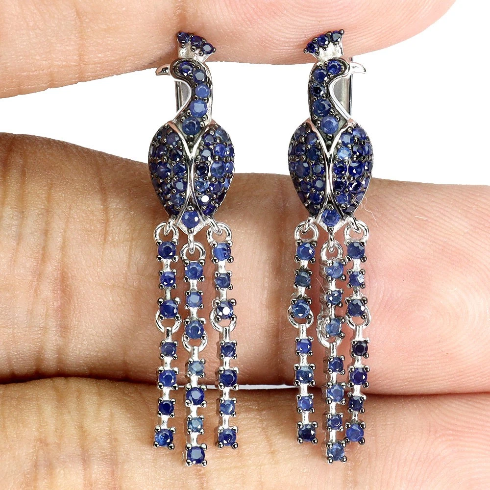 Orecchini Pendenti Zaffiro Blu Vintage – Cristallo Geometrico Boho – Gioielli In Lega Per Donne E Ragazze - 3