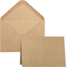 50 Pack Blank Cards and Envelopes 4.2 x 6 Inch Brown Folded Greeting Card Set