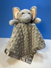 Baby Lovey Plush Elephant Security Blanket Satin Gray Minky 16" Sensory