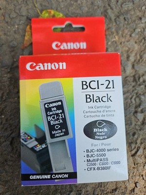 Canon BCI-21 Black Ink Cartridge 0954A003 Genuine New Sealed Box