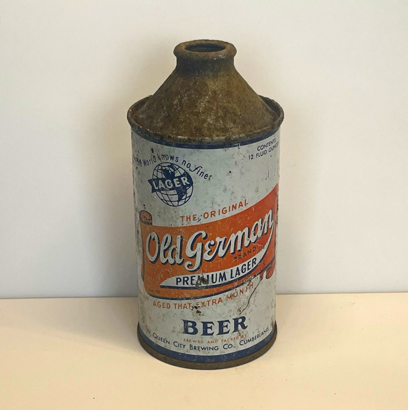 Old German Premium Lager Beer US Cone Top Can - Vintage Breweriana Collectible