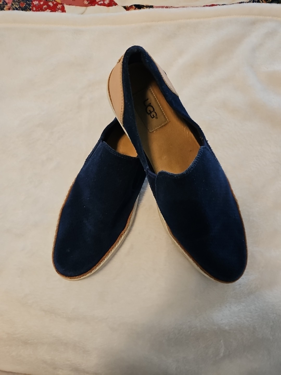 UGG Adley Blue Perforated Suede Slip-On Shoes Women's Size 9 1091749