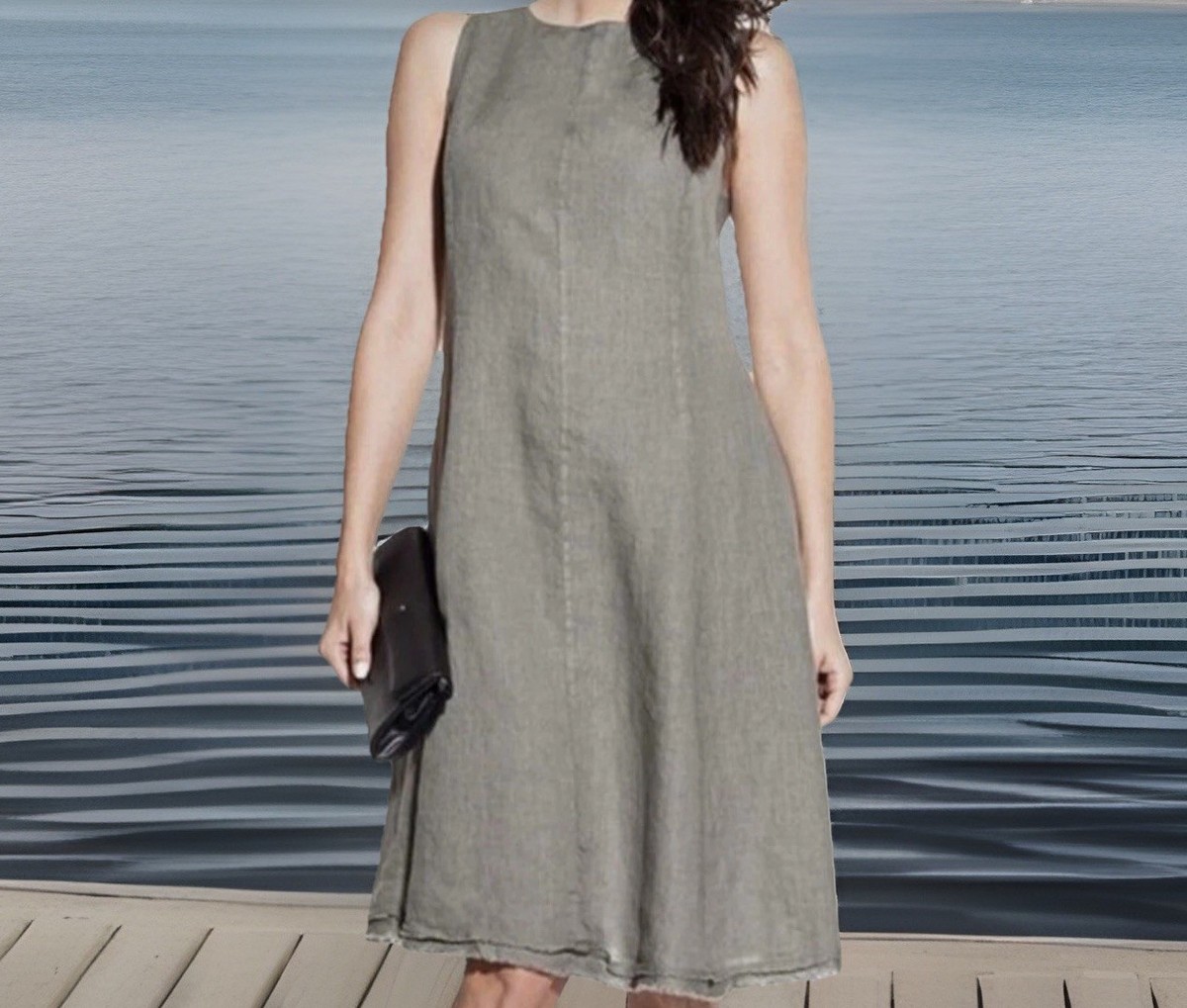 Piazza Del Tempio 100% Linen Dress MED Taupe Tan Beach Vacation Lagenlook  Italy | eBay
