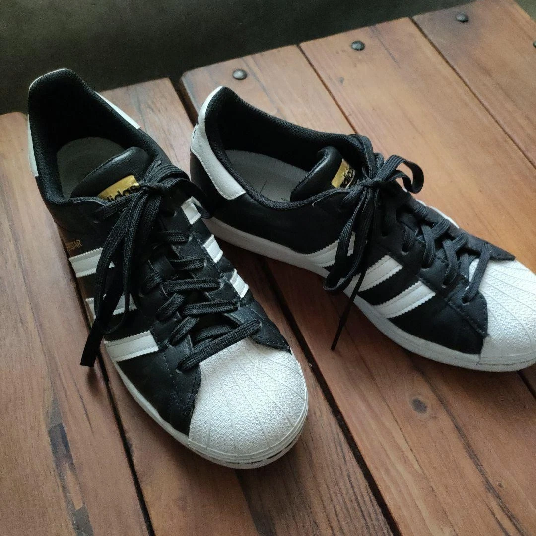 Adidas Superstar Shell Toe Sneakers Uomo US 8 Nero Bianco Usate