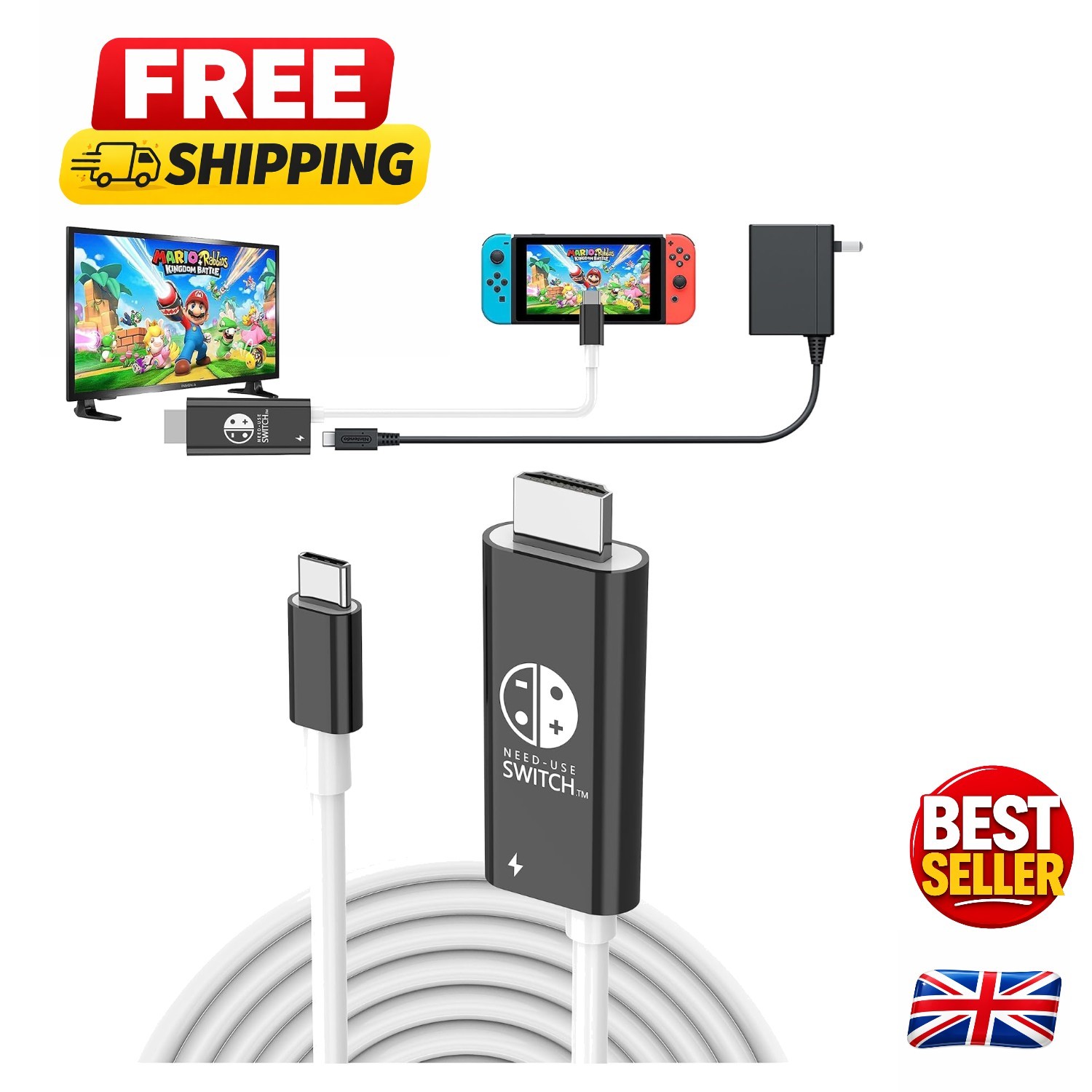 Multi-Device 4K HDMI Adapter with 100W Fast Charging - Perfect for Switch & PC