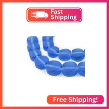 The Bead Chest Blue Flat Circular Java Recycled Glass Beads 15mm - Full Strand