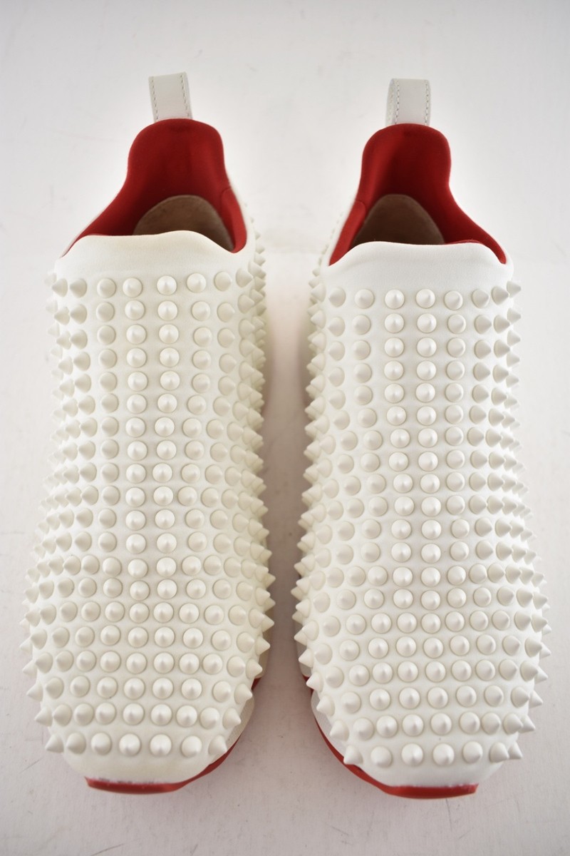 Christian Louboutin Spike Sock Donna Flat Snow White Red Neoprene