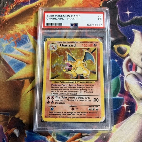 PSA 1 PR 1999 Base Set Charizard 4/102 Holo Foil Pokemon WOTC Unlimited