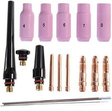 17Pcs Welder TIG Welding Torch Collet Body Nozzle Kit Tungsten Electrode for Wp-
