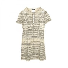 Chanel Coco Mark Button Short Sleeve Dress Gold Size 36 Fabric