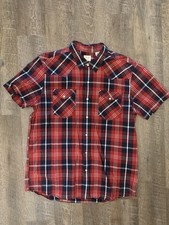 Levi's Men's Western Plaid Short Sleeve Button Up Shirt Size XL Pearl Snaps