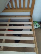 Large Single Bed Frame Oak Wood with Slats and Headboard Bedroom Furniture