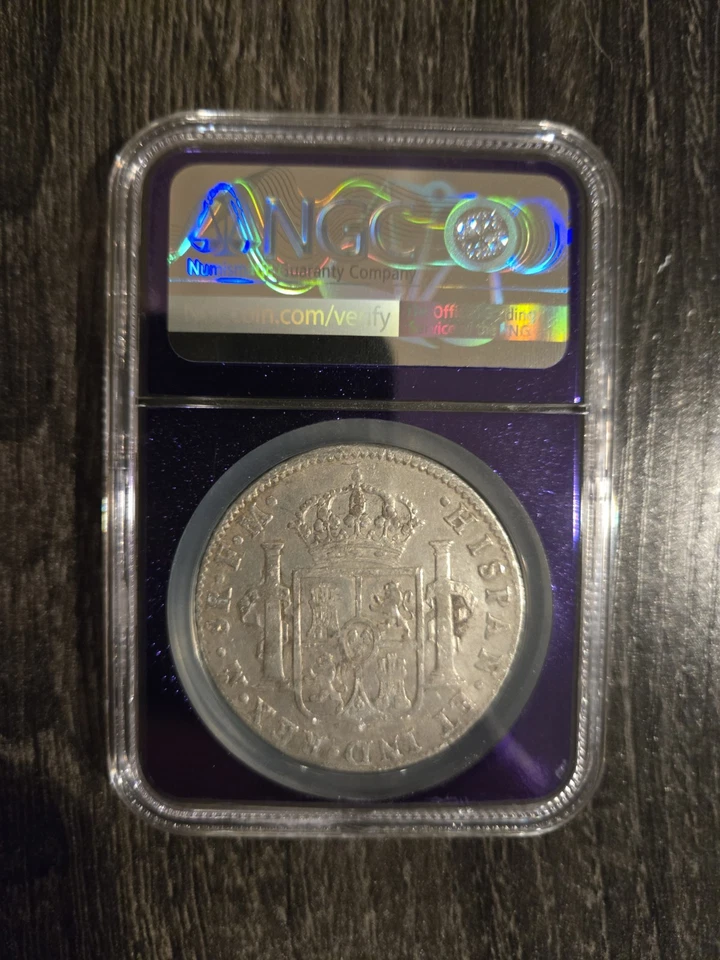 1800 Mo FM México 8 Reales NGC Genuino Trader Bea Bert Etiqueta Foto 2 de 2