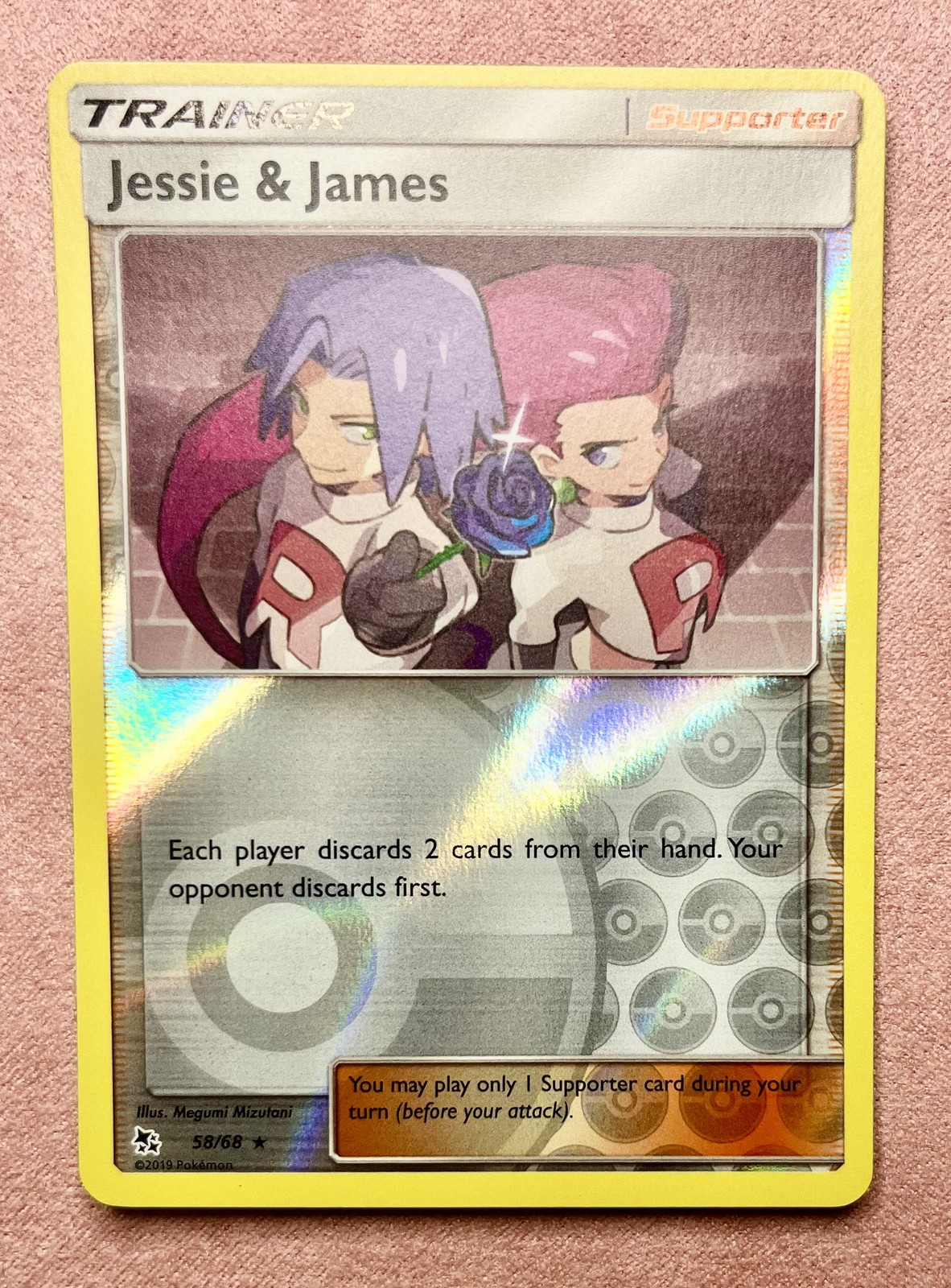 Jessie & James | 58/68 | Hidden Fates | 2019 Pokemon Rare | Reverse Holo | NM