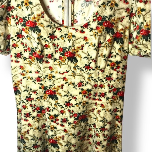 Vintage 70's Handmade Floral Velvet Maxi Dress Puff Sleeves Prairie Boho M/L, $28.16 - Photo 6