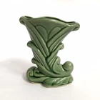 Vintage Shawnee Pottery Green Small Cornucopia Vase Horn of Plenty Made USA 835