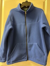 LLBean Blue Zip Up Fleece Jacket Kids Large 14/16 Boys Girls Unisex Sherpa Lined