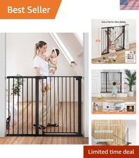 Sturdy Black Steel Baby  Dog Gate - 36" Tall, Fits Up to 48.8" Wide Openings