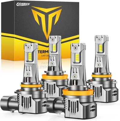 FAHREN H11/H9+9005/HB3 LED Headlight Bulb Hig/Low/Fog Beam 140000LM 10+Year Life