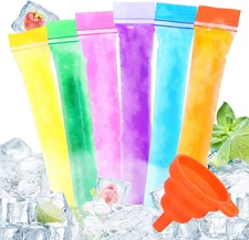 120 Disposable Ice Popsicle Mold Bags, Freezer Tubes with Double Leak-proof Z...