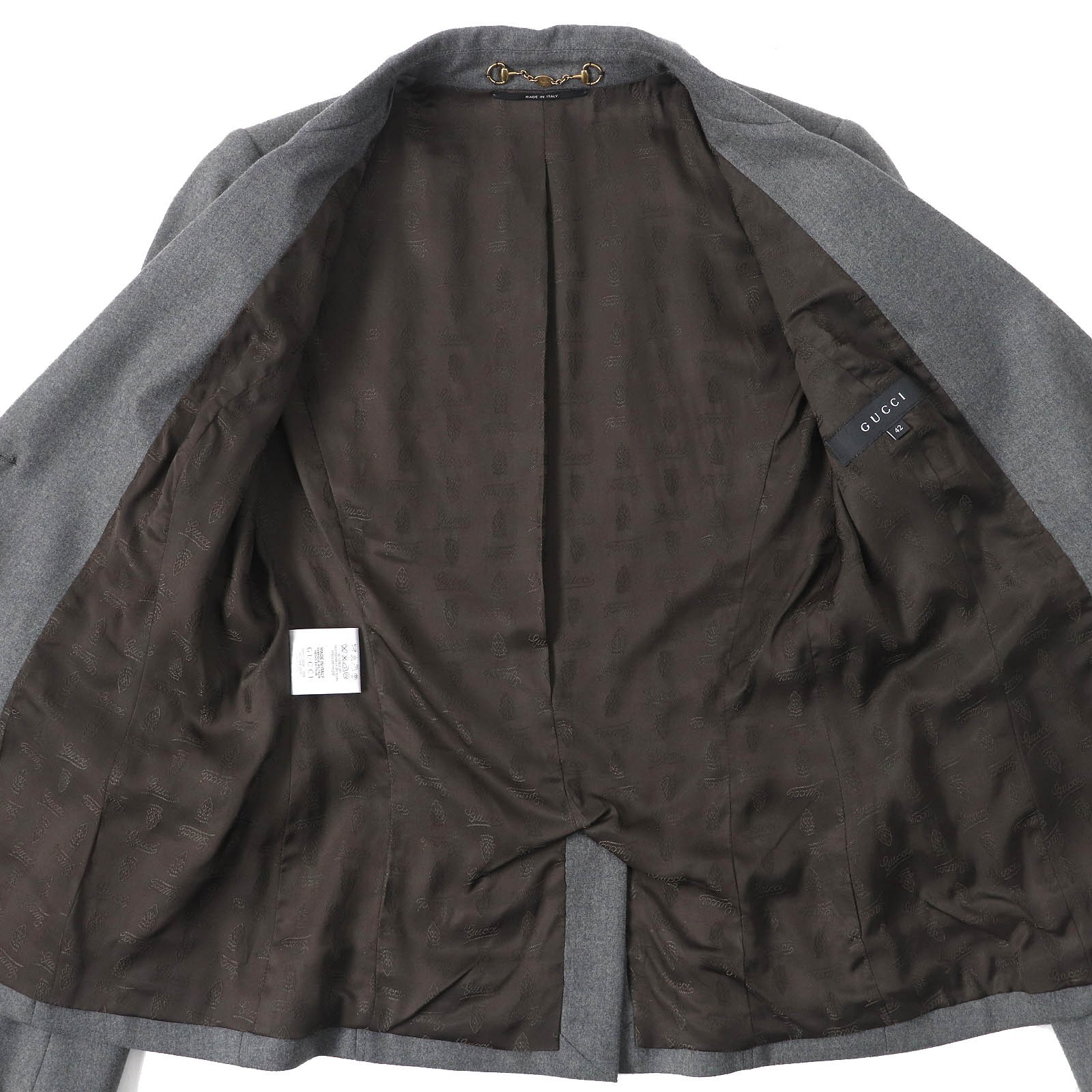 GUCCI wool lining logo all over pattern crest but… - image 4