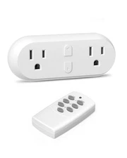 HBN Wireless Remote Control Outlet with 2 Individual Switch Control, White 