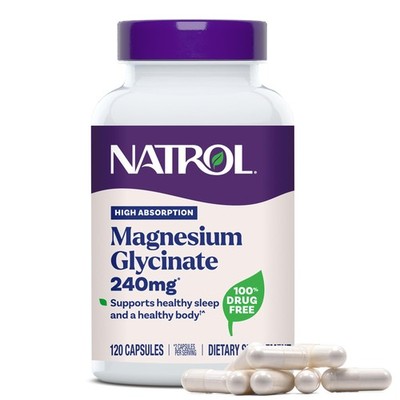 Natrol Magnesium Glycinate 240 mg, High Absorption 120 Count (Pack of 1)