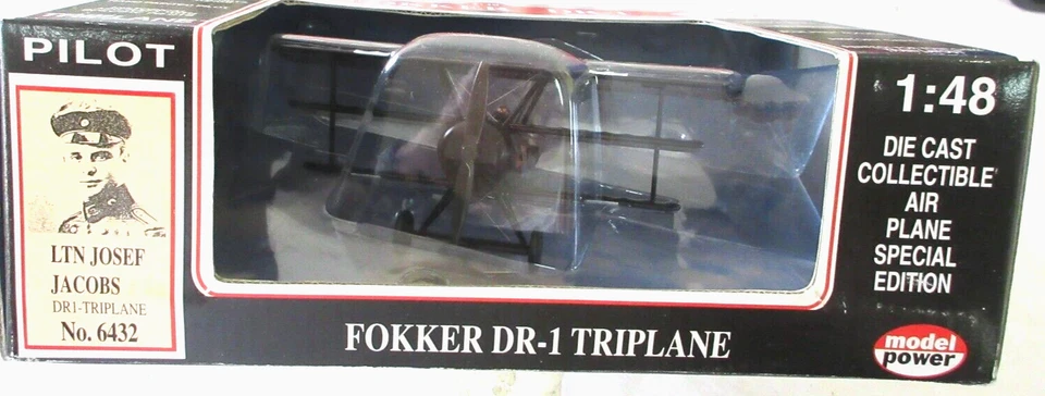 MODEL POWER 6432 LIEUTENANT JACOBS FOKKER Dr-1 TRI PLANE METAL FINISHED MODEL - Image 2 of 3