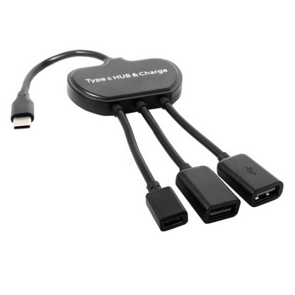 USB-C OTG Hub with Dual Ports and Power Charging