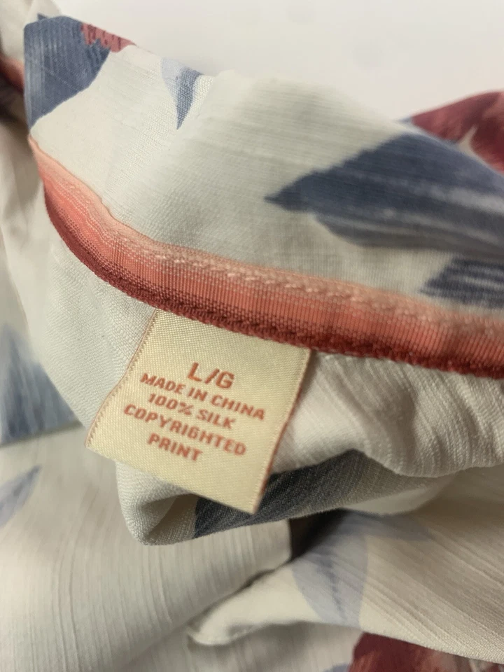 Camisa Tommy Bahama Para Hombre Grande Floral Manga Corta Seda Abotonada Playa Beige Foto 4 de 4