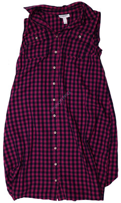 New Women's Maternity Clothes NO BELT Checkered Shirt Dress Pink NWT XS |  eBay