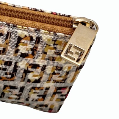 FENDI Zucchino Vitello Floral Forever Cosmetic Pouch Pesca
