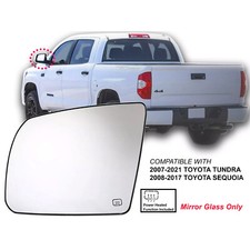 Driver Side Power Heated Mirror Glass For 2007-2021 Toyota Tundra - Left Side 1 thumbnail image