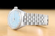 ROLEX OYSTER PERPETUAL AIR-KING 5500 STEEL AQUA BLUE DIAMOND DIAL 34MM WATCH 4