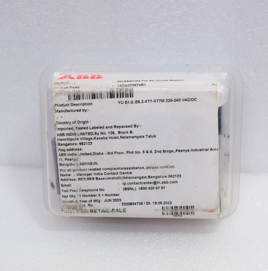 ABB 1SDA073674R1 LOW VOLTAGE POWER BREAKER ACCESSORY YO E1.2