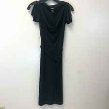 Express Women's Size 5/6 Drape Neck Black Dress with Braided Belt, EUC